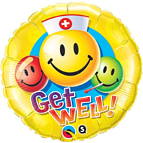 Folieballon Get Well Smiley faces