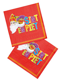 Set 12 Servetten 'Sint en Piet' (33 x 33 cm)