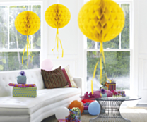 Honeycomb bal Geel 30cm