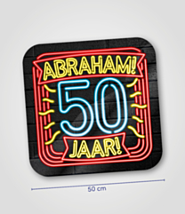 Neon huldeschild 50 jaar Abraham