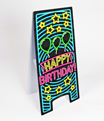 Neon Warning Sign Happy Birthday