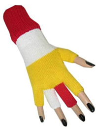 Vingerloze handschoen rood/wit/geel