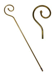 Sinterklaasstaf 2 delig vermessingd knop