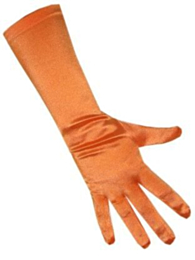 Handschoenen satijn stretch luxe 40 cm oranje