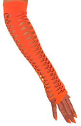 Handschoenen vingerloos grote gaten oranje