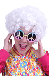 Pruik hippy wit