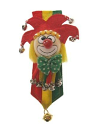 Broche clown rood/geel/groen + banner