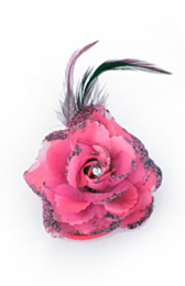 Bloemen op speld/elastiek hot pink