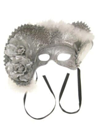 Oogmasker dames venetie zilver + hoed