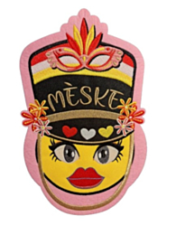 Meske roze emoji rug embleem
