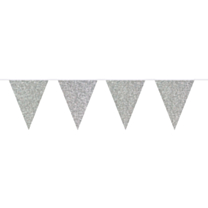 Vlaggenlijn glitter zilver 6m