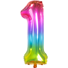 Folieballon Yummy Gummy Rainbow Cijfer 1