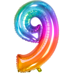 Folieballon Yummy Gummy Rainbow Cijfer 9