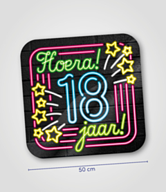Neon huldeschild 18 jaar