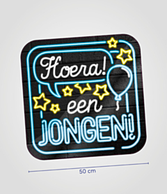 Neon huldeschild Hoera een jongen