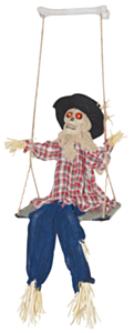 Kicking scarecrow on swing