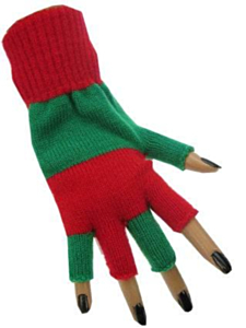 Vingerloze handschoen groen/rood