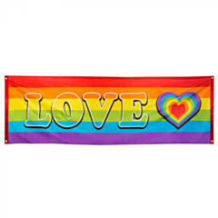 Polyester banner regenboog LOVE